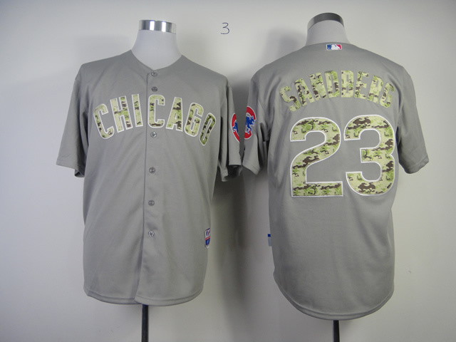 Men Chicago Cubs 23 Sandberg Grey Camo MLB Jerseys